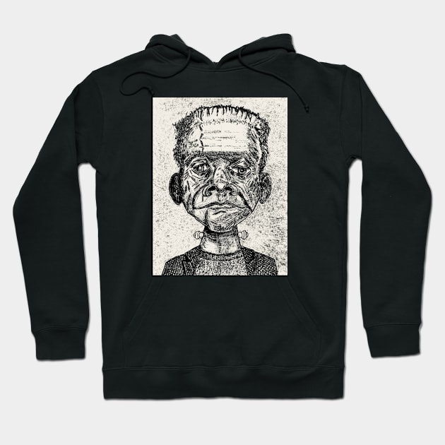 Trippy Frankenstein (B&W) Hoodie by Nevershank